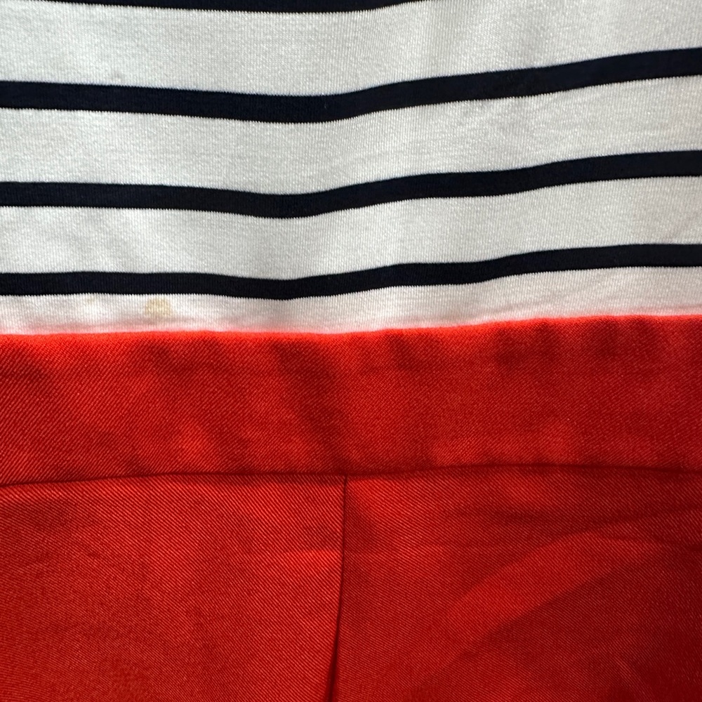 Boutique Striped Sleeveless Dress with Partially Open Back and Red Skirt - Picture 2 of 7